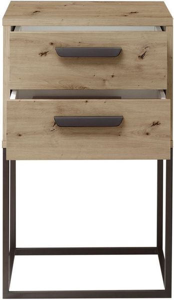 Stella Trading Suna Nachttisch in Artisan Eiche Optik-Moderner Nachtschrank mit Schubladen und schwarzem Metallgestell, Holzwerkstoff, 40 x 65 x 38,5 cm Bild 4
