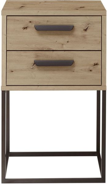Stella Trading Suna Nachttisch in Artisan Eiche Optik-Moderner Nachtschrank mit Schubladen und schwarzem Metallgestell, Holzwerkstoff, 40 x 65 x 38,5 cm Bild 2