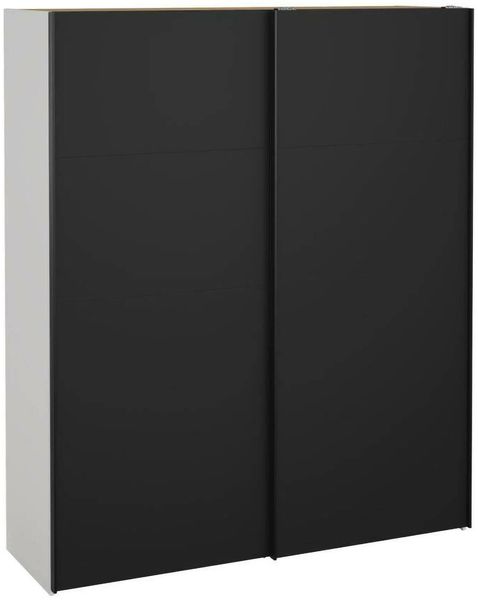 Dmora Kleiderschrank 2 Türen Taxus, Schlafzimmermöbel, Schrank, Garderobe, 182x61 h220 cm, Weiß und Schwarz