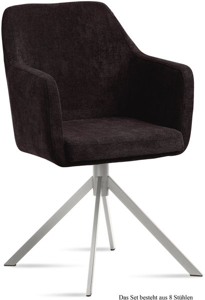 Armlehnstuhl (8er-Set) Dorrie 57x87x60 Edelstahl/Espresso