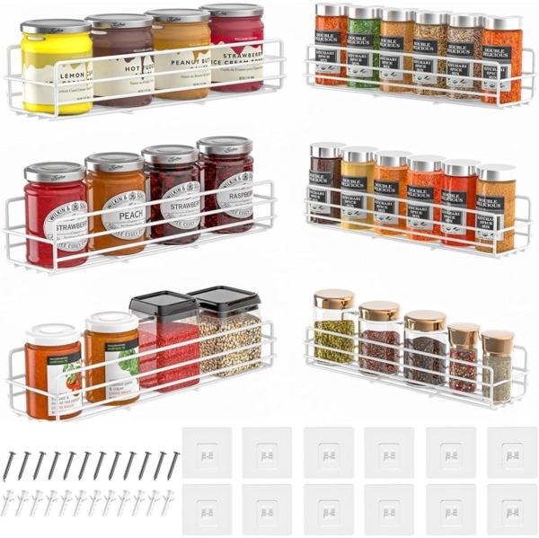 DIFULI Gewürzregal Wandregal 6er Rostfrei Ohne Bohren 12kg inkl. Befestigung