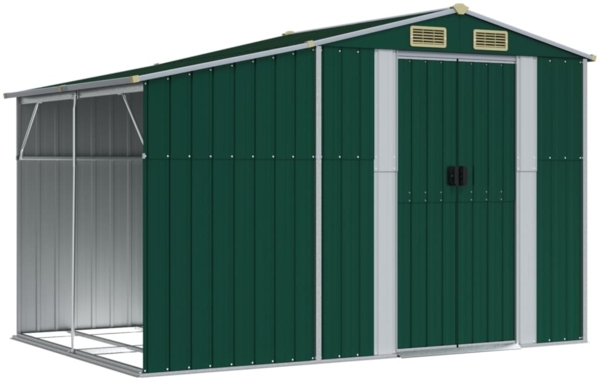 vidaXL Gerätehaus Grün 277x192,5x179 cm Verzinkter Stahl 3188286