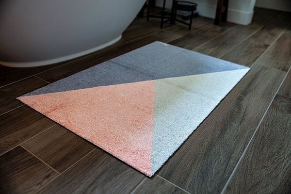 Mad about Mats Badematte CAMERON, Höhe 9 mm, rutschhemmend beschichtet, fußbodenheizunggeeignet, Polyamid, rechteckig, Badteppich, geometrisches Muster, Pastellfarben, weicher Flor
