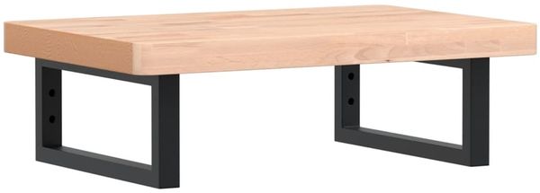Waschbeckenregal, Badregal Wandmontage Stahl und Massivholz Buche de7353