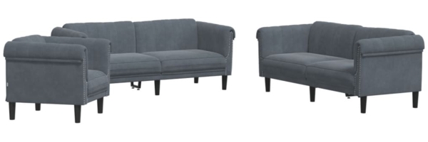 vidaXL 3-tlg. Sofagarnitur Dunkelgrau Samt 3209210