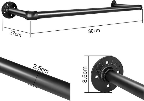 Youyijia Kleiderständer Kleiderständer für die Wand 80cm Rohr Kleidergestell Industrieller