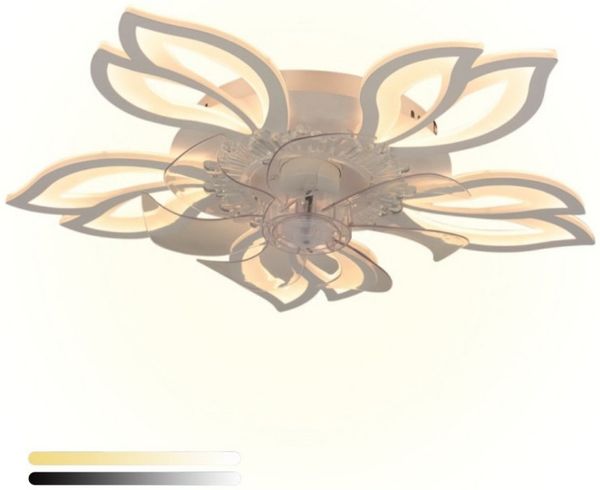 LETGOSPT Deckenleuchte 85W Deckenventilator mit Lampe, Fernbedienung Leise Ventilator Dimmbar, LED fest integriert, Kaltweiß, Naturweiß, Warmweiß, Deckenlampe Mit Leise Ventilator 6 Geschwindigkeiten Für Wohnzimmer