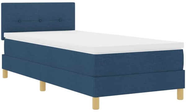 vidaXL Boxspringbett mit Matratze mit Kopfteil Blau 100 x 200 cm Stoff 3338901
