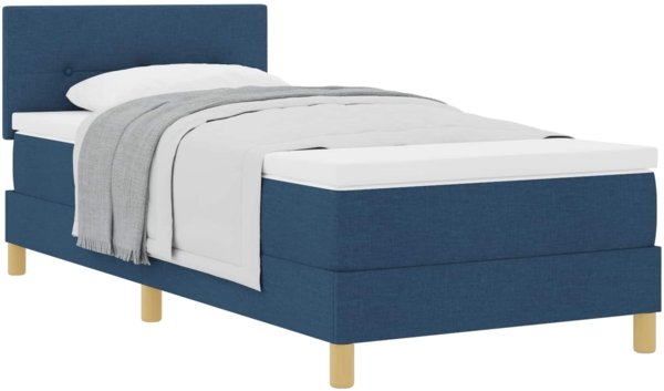 vidaXL Boxspringbett mit Matratze mit Kopfteil Blau 100 x 200 cm Stoff 3338901