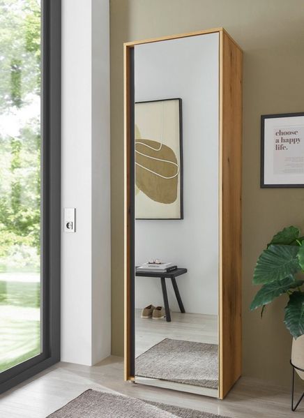 Home affaire Garderobenschrank GiRON/CiTY, moderner Garderobenschrank, Kleiderschrank mit Stauraum Spiegeltür, Teleskopauszug, Tür beidseitig montierbar, 60 cm breit