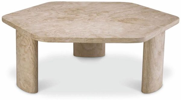 Casa Padrino Luxus Travertin Couchtisch Beige 101 cm - Travertin Wohnzimmer Möbel