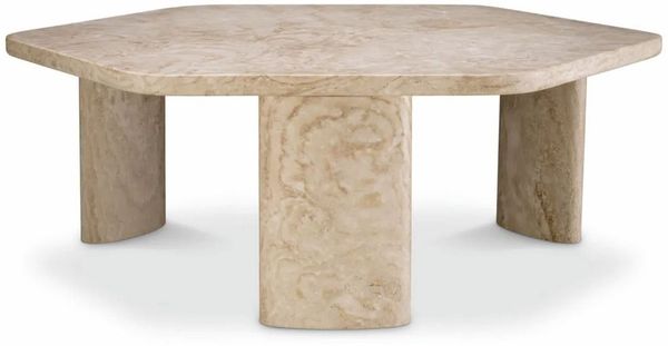 Casa Padrino Luxus Travertin Couchtisch Beige 101 cm - Travertin Wohnzimmer Möbel Bild 3