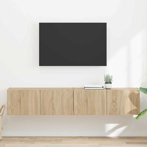 2-tlg. TV-Wandschrank, Fernsehschrank Sonoma 78,5 x 31 x 29,5 cm Holzwerkstoff