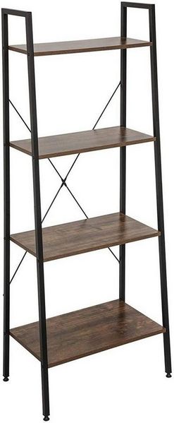 EUGAD Bücherregal, Standregal, 4 offenen Regalebenen, MDF, Metall