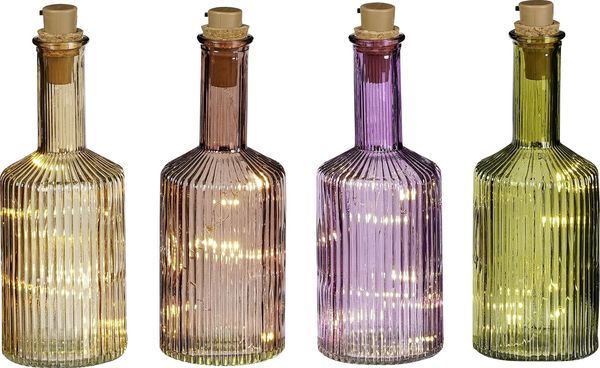 Mica Decorations Flasche Glas Ø 8 x 24 cm mit 10 Led in verschiedenen Farben