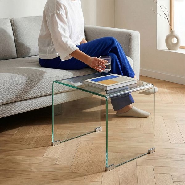 Beistelltisch Varlofrek Glas 50 x 50 x 50 cm Transparent [en. casa]