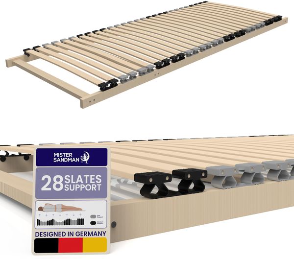 Mister Sandman Lattenrost 100x200 cm 7 Zonen ergonomisch 28 Federleisten stabil rutschfest atmungsaktiv leise LGA-Zertifiziert selbst zusammenbaubar Federholzrahmen kompatibel mit Allen Matratzen