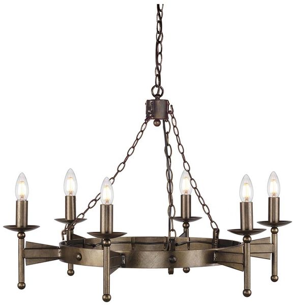 Kronleuchter, Hängelampe, Eisen, Bronze, D 81 cm
