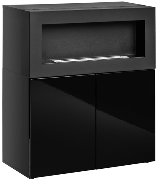 99rooms Camini Uni Highboard Schwarz Hochglanz | Schwarz Matt