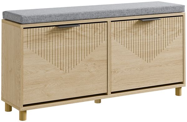 SoBuy FSR211-N Schuhregal, Schuhregal mit 2 Türen, Schuhregal für den Flur, , Melamin, Helle Eiche, 100 x 50 x 47 cm
