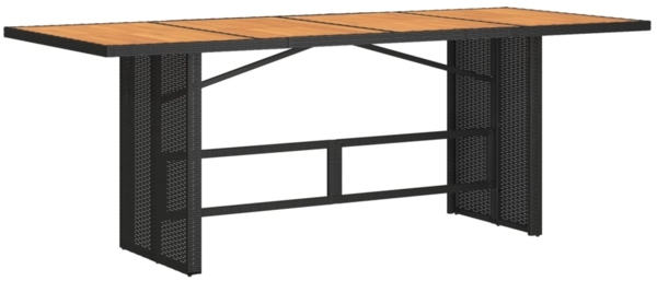 vidaXL Gartentisch mit Holzplatte Schwarz 190x80x75 cm Poly Rattan 365600
