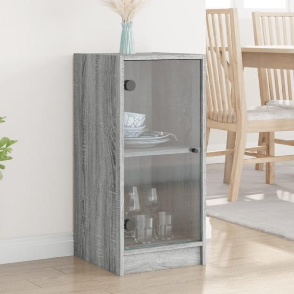 vidaXL Beistellschrank mit Glastüren Grau Sonoma 35x37x75,5 cm 836404