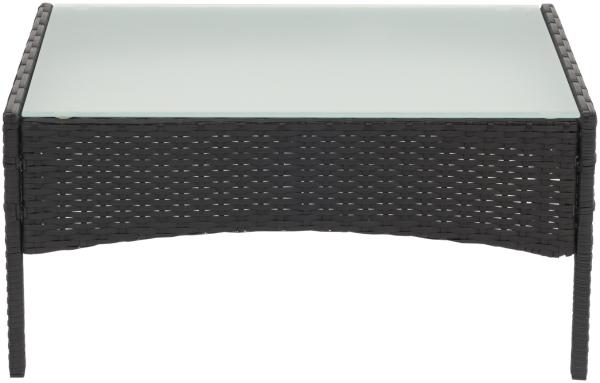 Poly-Rattan Gartentisch Halden, Beistelltisch Tisch mit Glasplatte ~ anthrazit Bild 4