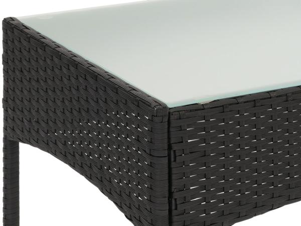 Poly-Rattan Gartentisch Halden, Beistelltisch Tisch mit Glasplatte ~ anthrazit Bild 3