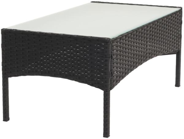 Poly-Rattan Gartentisch Halden, Beistelltisch Tisch mit Glasplatte ~ anthrazit Bild 5