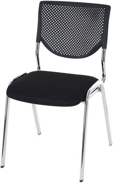 Besucherstuhl T401, Konferenzstuhl stapelbar, Stoff/Textil ~ Sitz schwarz, Füße chrom