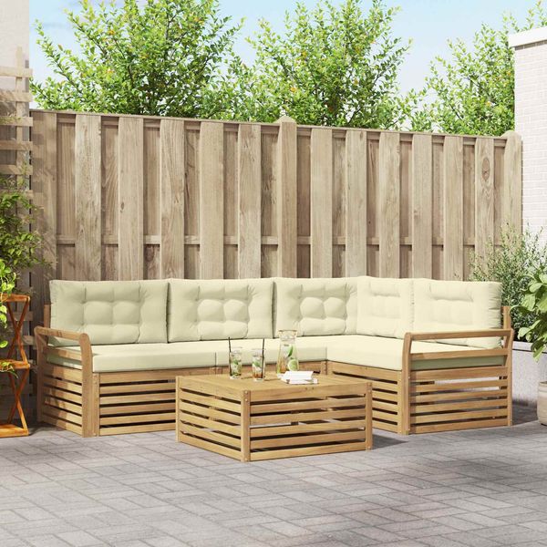 vidaXL Outdoor-Sofagarnitur 5 pcs Weiß und Creme 79 x 79 x 37 cm 3390445