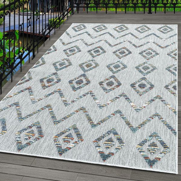 Carpettex Outdoorteppich Boho-Design, Läufer, Höhe: 10 mm, Outdoor Teppich Bunt 3D Boho Design für Küchen Balkon Terrasse Garten