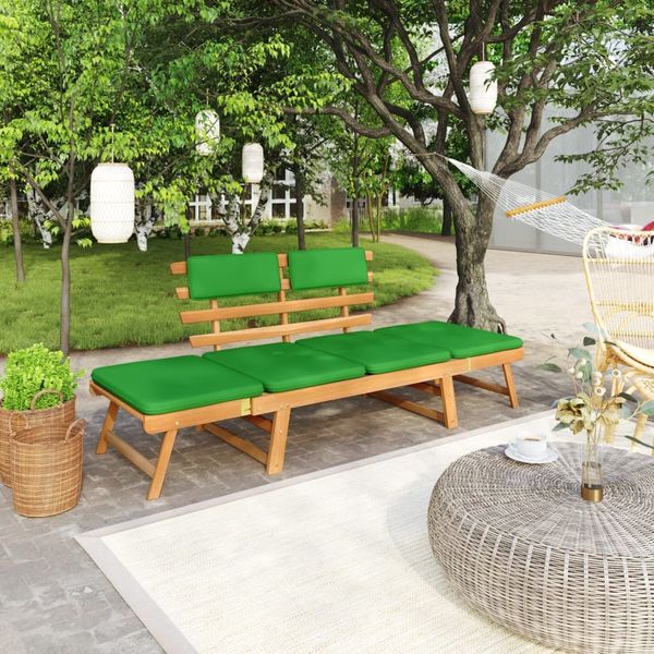 vidaXL Gartenbank mit Auflagen 2-in-1 190 cm Massivholz Akazie 312121