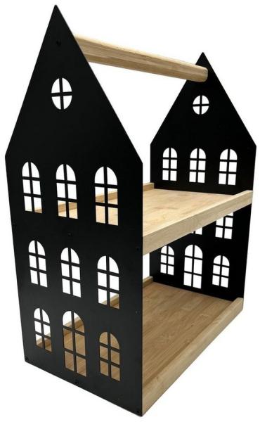 UNUS HOME Etagere Etagere Haus Design, (schwarz aus Metall und Holz), Serviertablett Servierständer Serviergestell Servierplatte Holzetagere