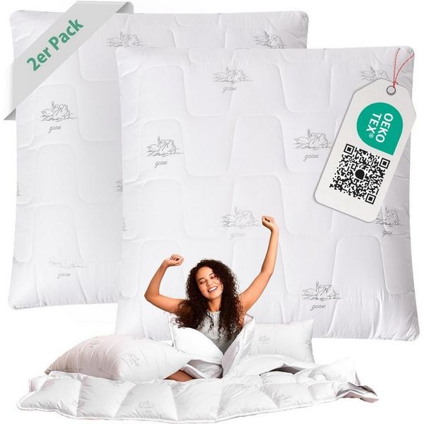 SEI Design Kopfkissen Kopfkissen [ 4-er Pack ] Kissen Mirkofaser Seitenschläferkissen 80x80, Füllung: luxuriöse Mikrofaser, Bezug: Mikrofaser gesteppt, Seitenschläfer, Rückenschläfer, Bauchschläfer, Kissen, 4x Kopfkissen, Avegane Alternative zu Daunenk...