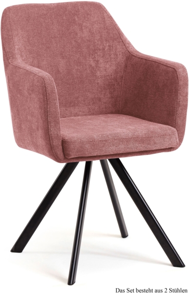 Armlehnstuhl drehbar (2er-Set) Devka 57x87x60 Schwarz/Rosewood