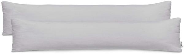 DecoKing 2 Kissenbezüge 20x145 cm Jersey Baumwolle Reißverschluss Stahl Amber