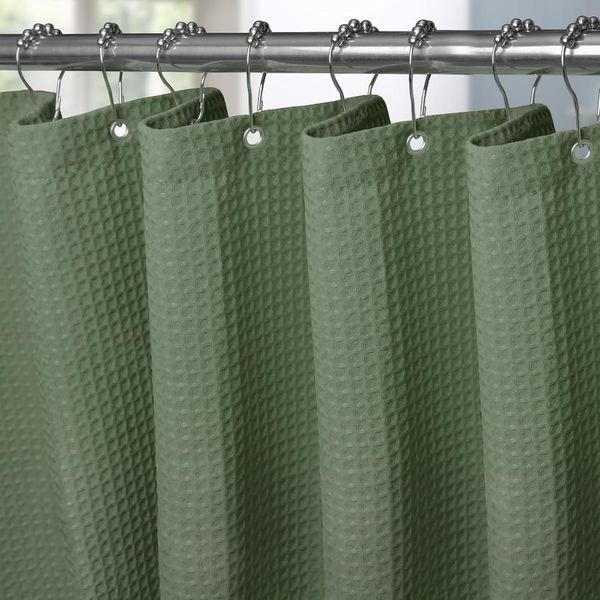 Waffel Duschvorhang Anti Schimmel Wasserdicht 182x214cm Grün