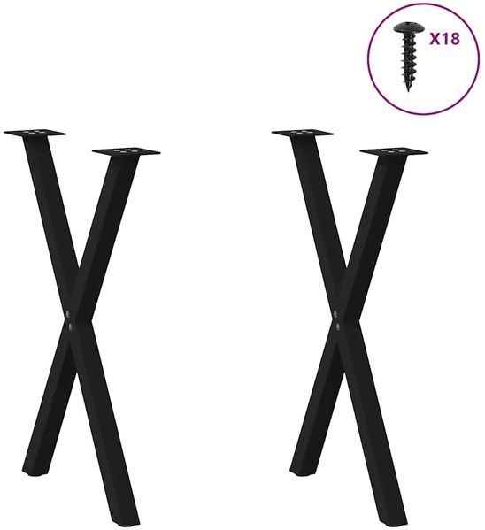 vidaXL Esstischbeine X-Form 2 Stk. Schwarz 57x(72-73) cm Stahl 4012912 Bild 3