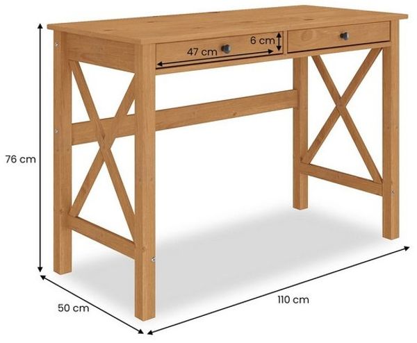 IDIMEX Schreibtisch ADRIAN, Bürotisch mit 2 Schubladen aus Massivholz, Computertisch Landhaus Bild 4