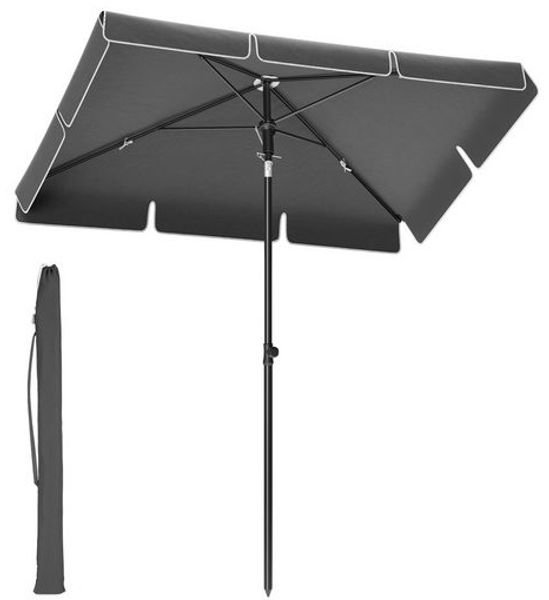 Songmics Sonnenschirm mit Aufbewahrungstasche, ohne Ständer, UPF 50+, Stahl / Polyester, Grau, 180 x 125 cm Bild 2