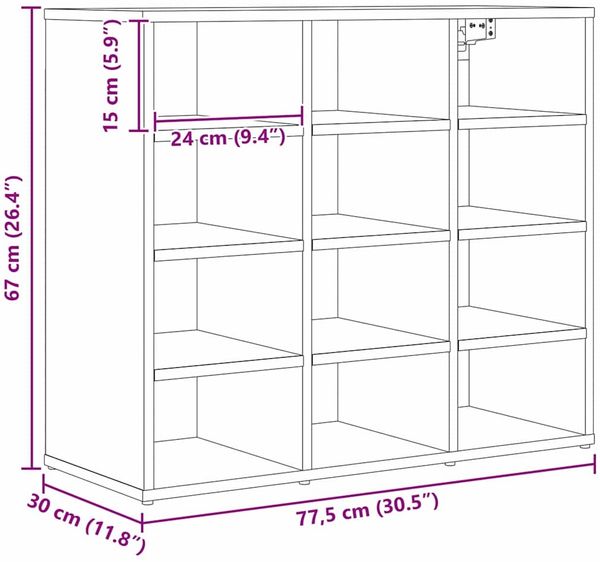 vidaXL Schuhschrank Artisan-Eiche 77,5 x 30 x 67 cm Holzwerkstoff 875213 Bild 10
