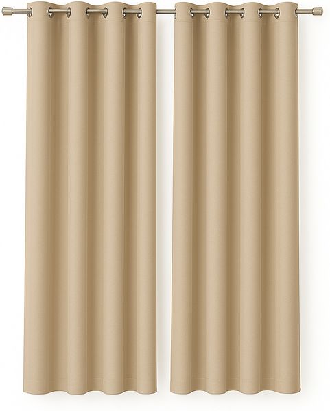 Gardine mit Ösen *** x *** cm ( Breite x Länge ) in ***, blickdichter Vorhang, Ösenvorhang in vielen Variationen 140x175 cm Beige