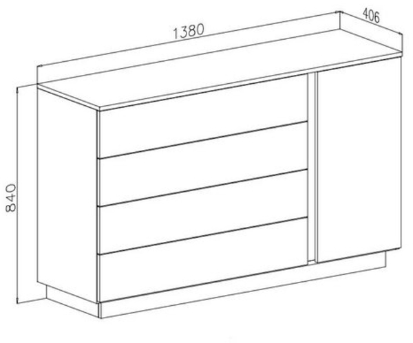 yourhouse24 Kommode LUNA II Sideboard Weiß Hochglanz Push-Open Chrom Griffe LED Bild 4