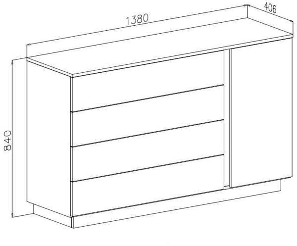 yourhouse24 Kommode LUNA II Sideboard Weiß Hochglanz Push-Open Chrom Griffe LED Bild 3