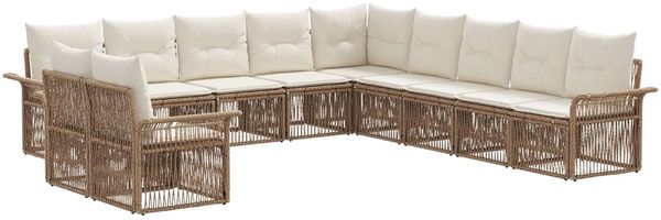 vidaXL Gartensofa-set 11 pcs Beige Poly-Rattan 3434883