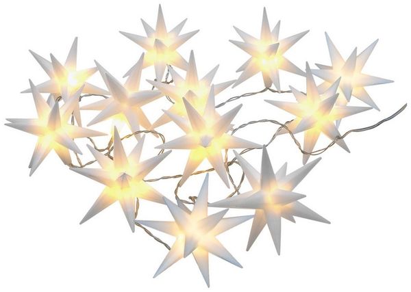 Spetebo LED-Girlande 3D Stern Lichterkette mit 12 LED Sternen (12 cm), 12-flammig, Lichterkette mit 12 beleuchteten Sternen