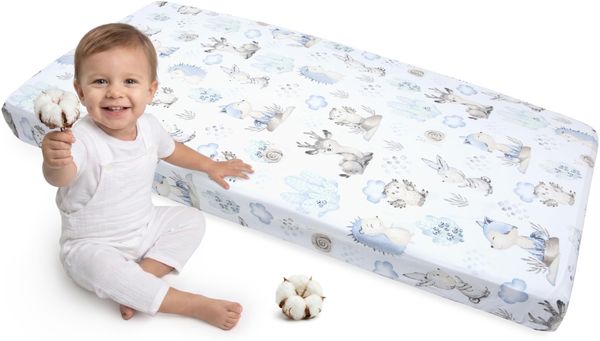 Medi Partners Spannbettlaken 70x140 Baby Bettlaken Kinderbett Spannbetttuch 100% Baumwolle - Fitted Kinder Sheet Bettwäsche Babymatratze Schlafsack Babybett (Hirsch und Igel)