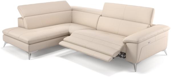 Sofanella Ledercouch STELLA Ledersofa Ecksofa Wohnlandschaft in Creme