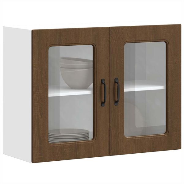 vidaXL Küchen-Hängeschrank mit Glastür Kalmar Braun Eichen-Optik 853614